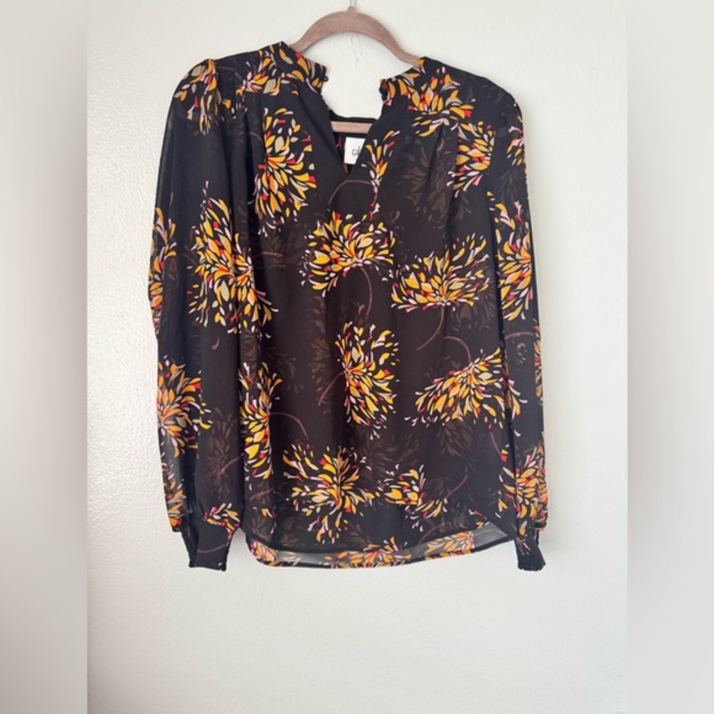 Cabi Floral Black Blouse Medium